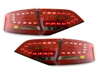 Диодни стопове  AUDI A4 седан (2007+) - червени / хром