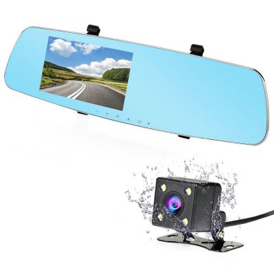 Видеорегистратор DVR 1080 FULL HD с 4,5" LCD дисплей в огледалото и камера за задно виждане и запис