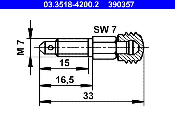 винт на клапан за обезвъздушаване, ATE 03.3518-4200.2