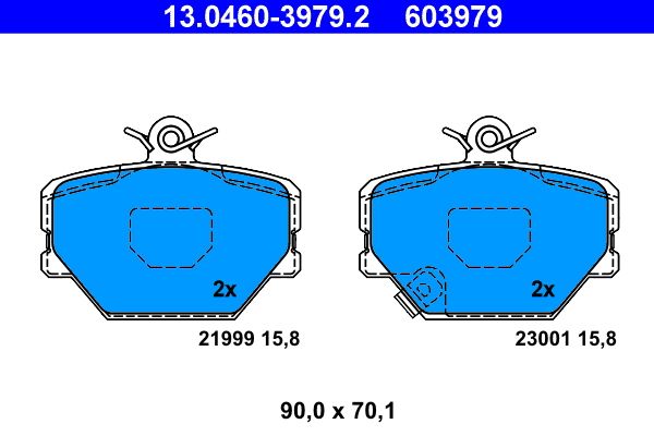 комплект спирачно феродо, дискови спирачки ATE 13.0460-3979.2