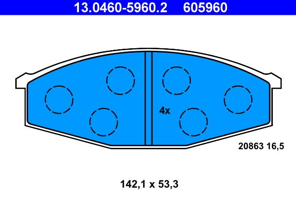 комплект спирачно феродо, дискови спирачки 13.0460-5960.2